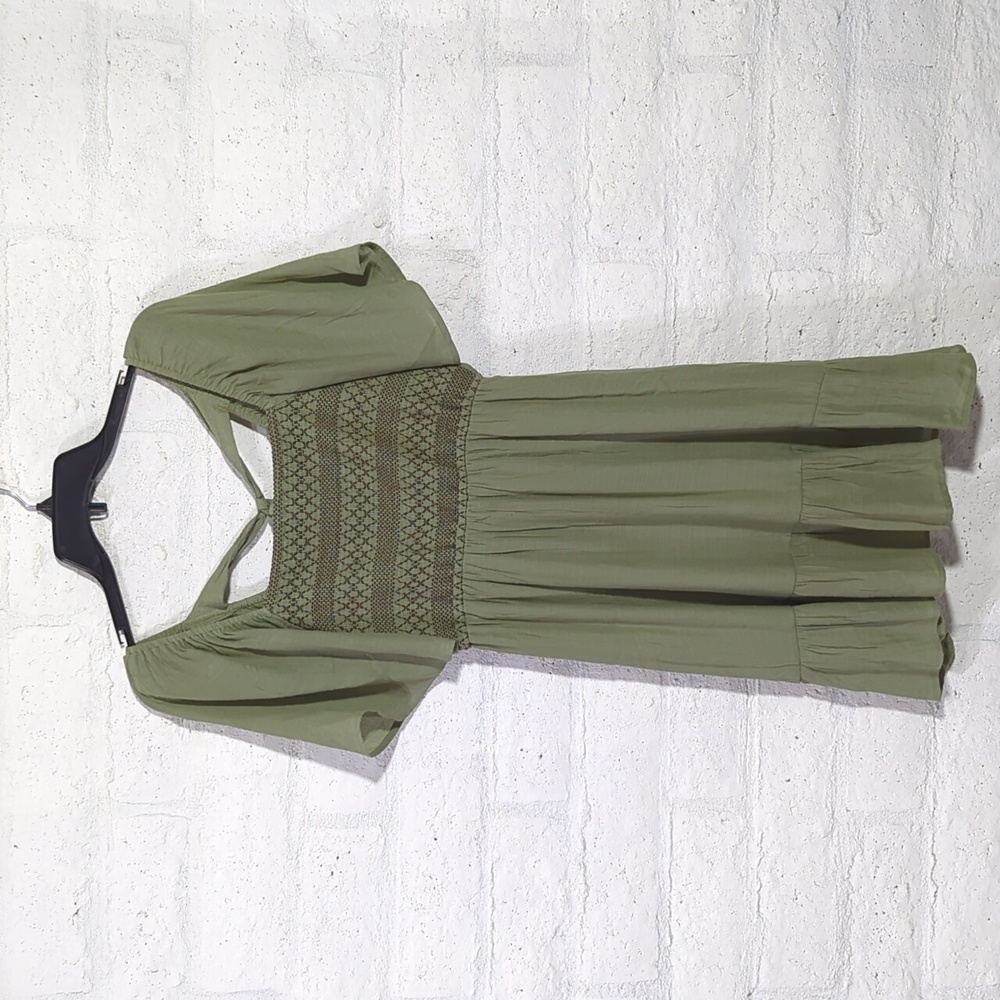 Green Tie Back Mini Dress - Picture 2 of 11